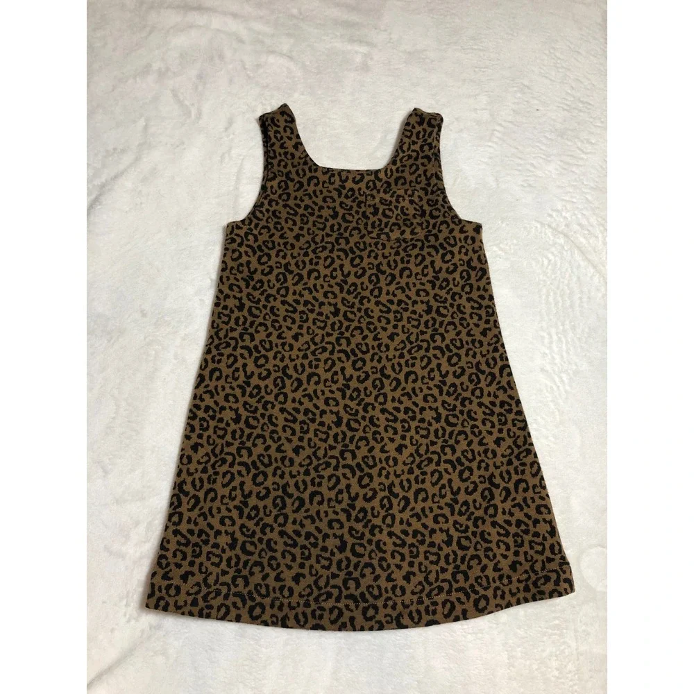 5/$25 Old Navy Leopard Print Jumper Dress Girl 5T Brown Animal Print Pocket